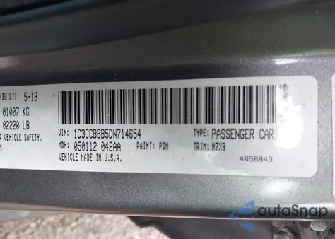 2013 Chrysler 200 Touring z USA, uszkodzony, nr VIN 1C3CCBBB5DN714654